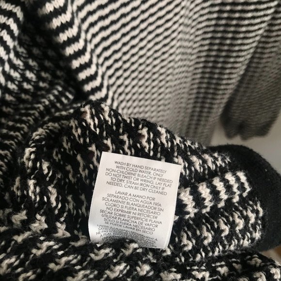 CAbi #3167 Fergie Draped Turtleneck Black White Chuky Knit Sweater - Picture 7 of 9